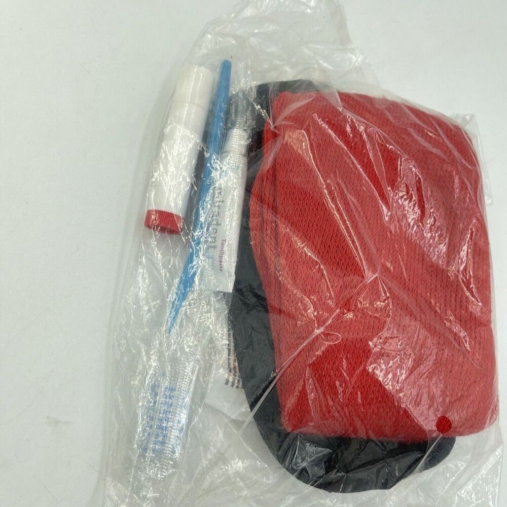 Amenities Travel kit Toiletry mask socks Ear plugs Lipbalm toothpast toothbrush
